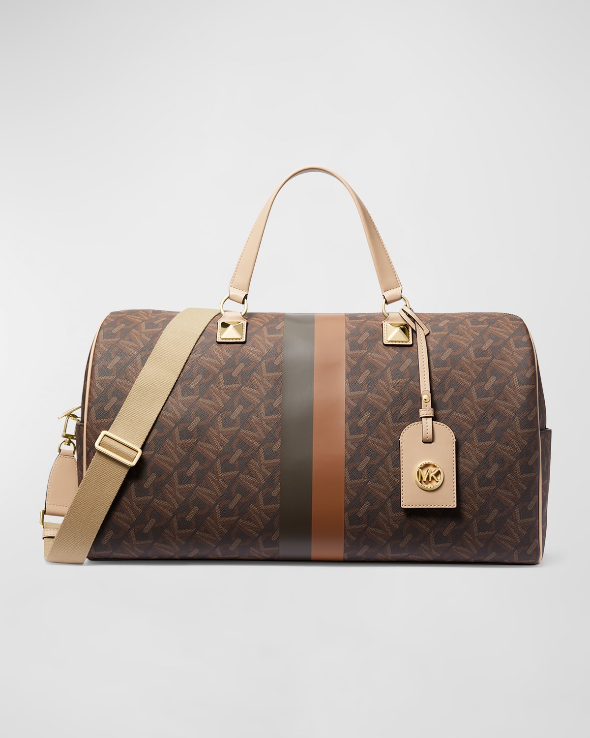 Shop Michael Michael Kors Xl Monogram Zip Weekender Bag In Brown