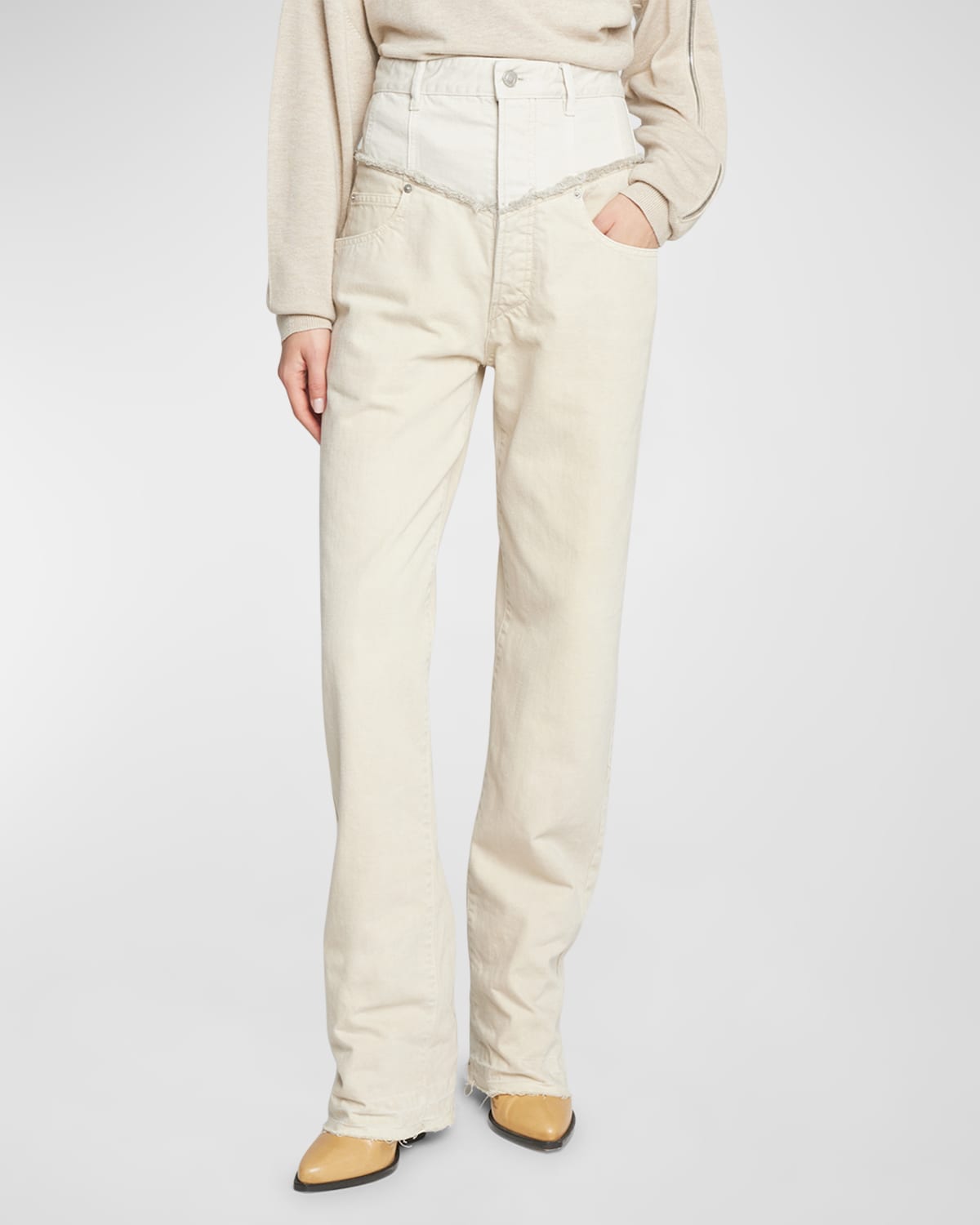 Isabel Marant Frayed Detail Cotton Trouser In Ecru