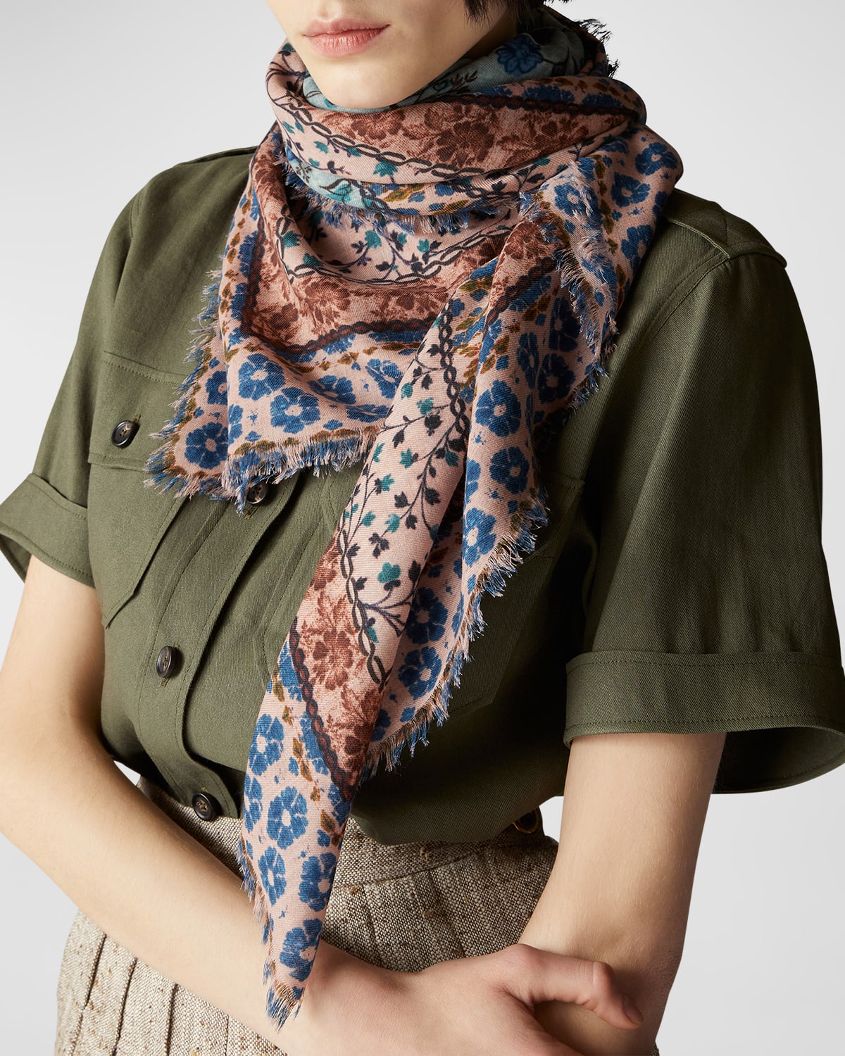 LORO PIANA Floral-print cashmere and silk-blend scarf, Sale up to 70% off