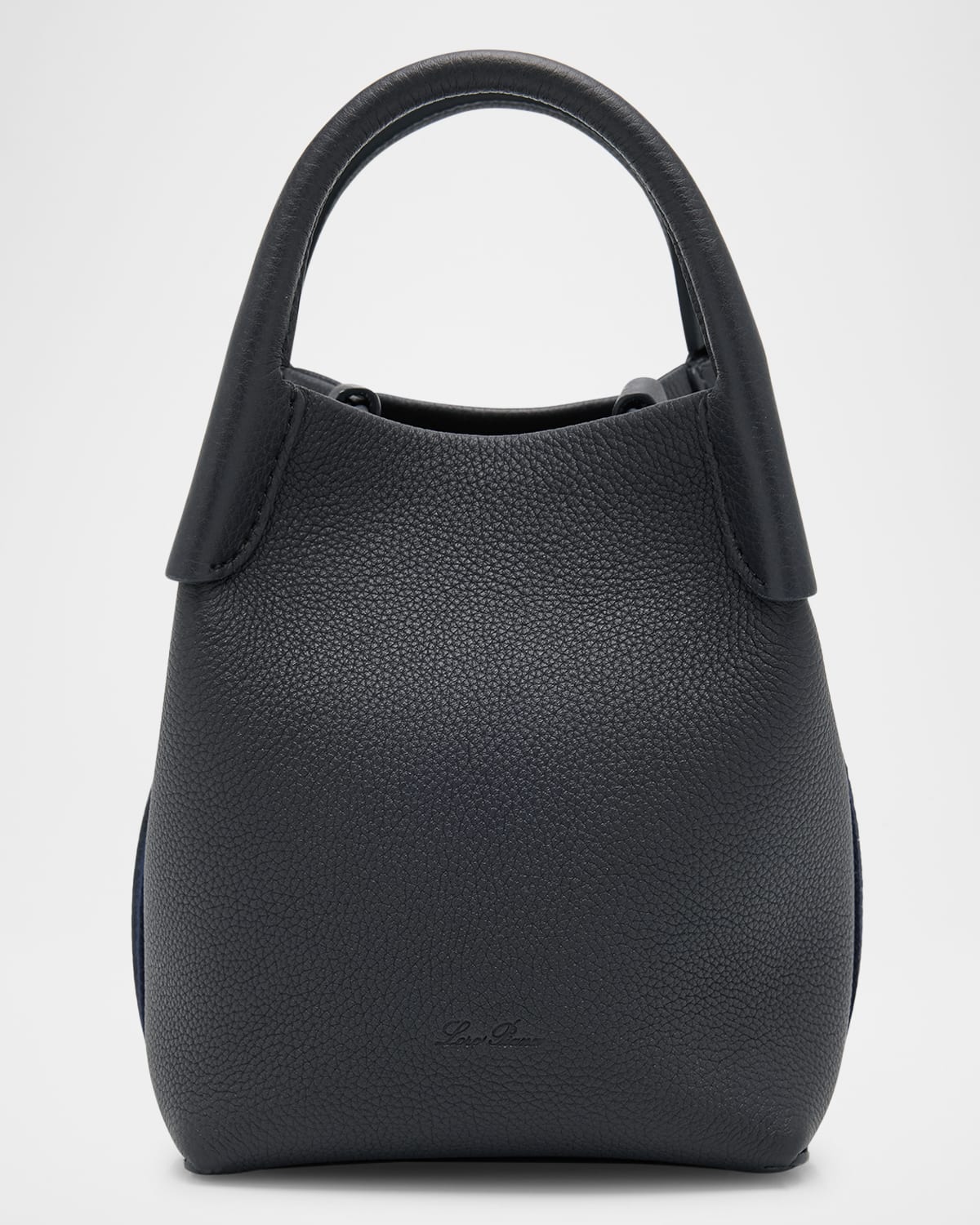 Loro Piana Bale Micro Grain Leather Crossbody Bag In Blue Navy
