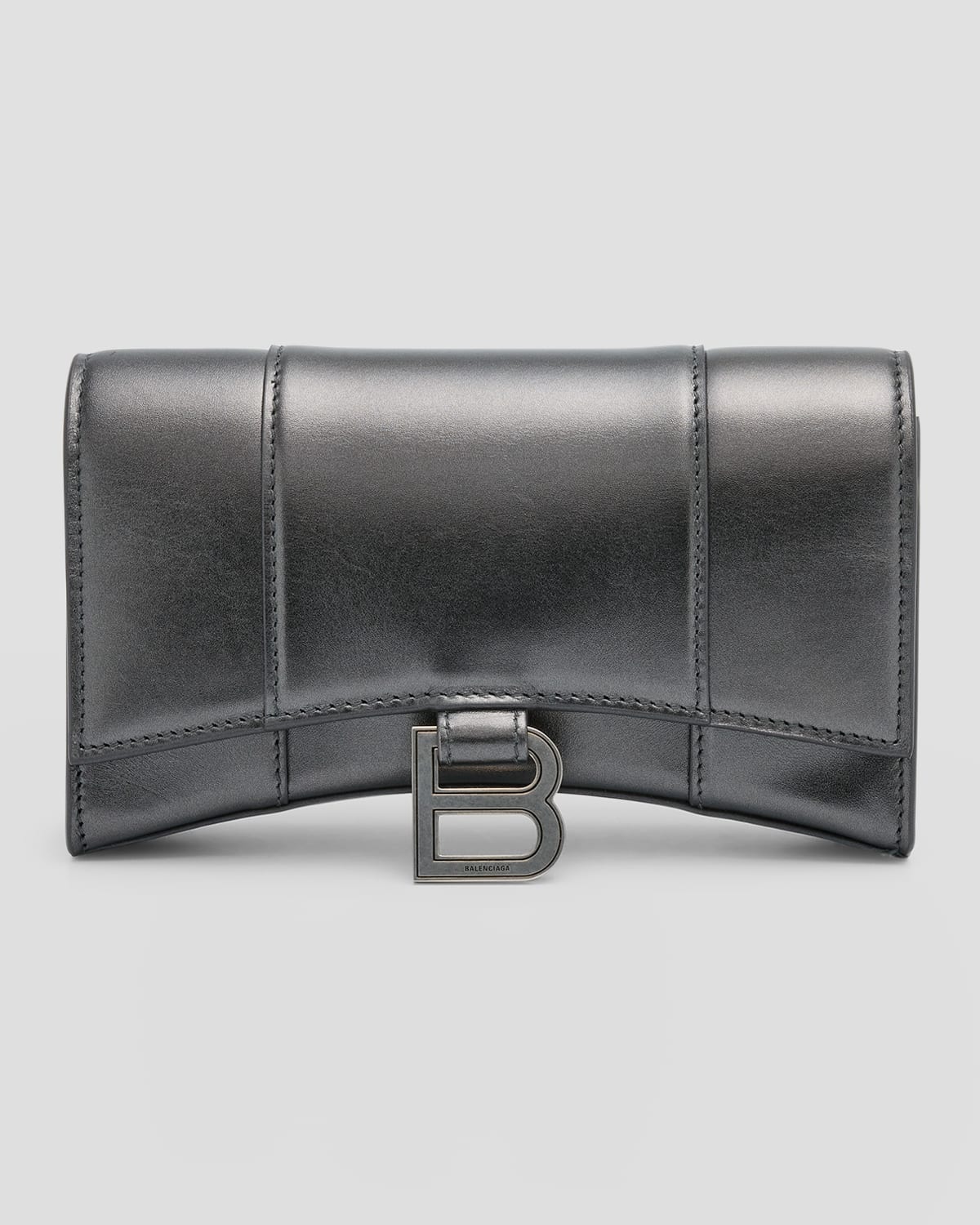Balenciaga Hourglass Wallet On Chain Metallized In 1314 Steel Grey