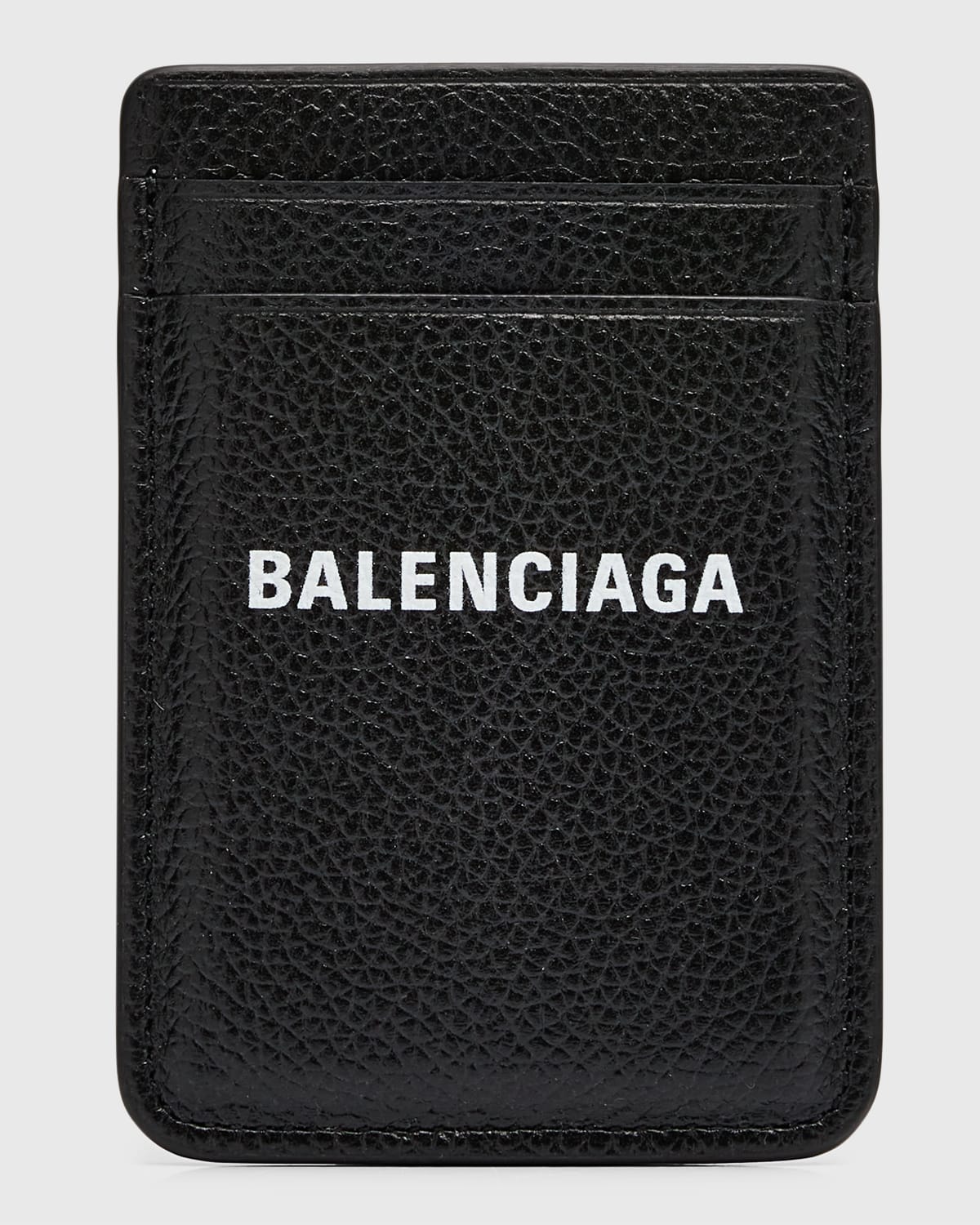 Shop Balenciaga Men's Cash Iphone Magnet Card Holder In 1090 Black/ L White