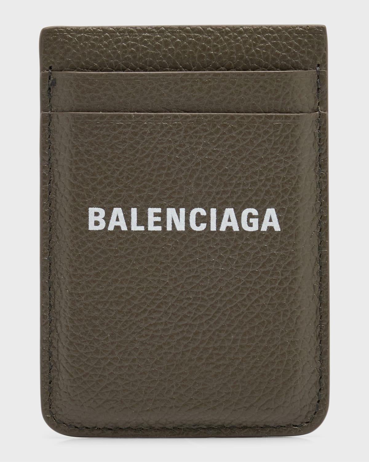 Shop Balenciaga Men's Cash Iphone Magnet Card Holder In 3190 Khaki/ L White