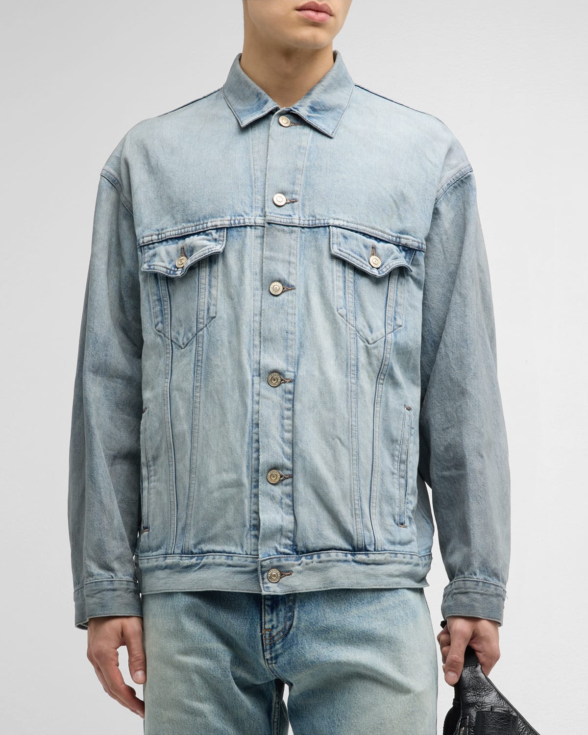 Shop Balenciaga Back Flip Large Fit Jacket In 4016 Dirty Blue
