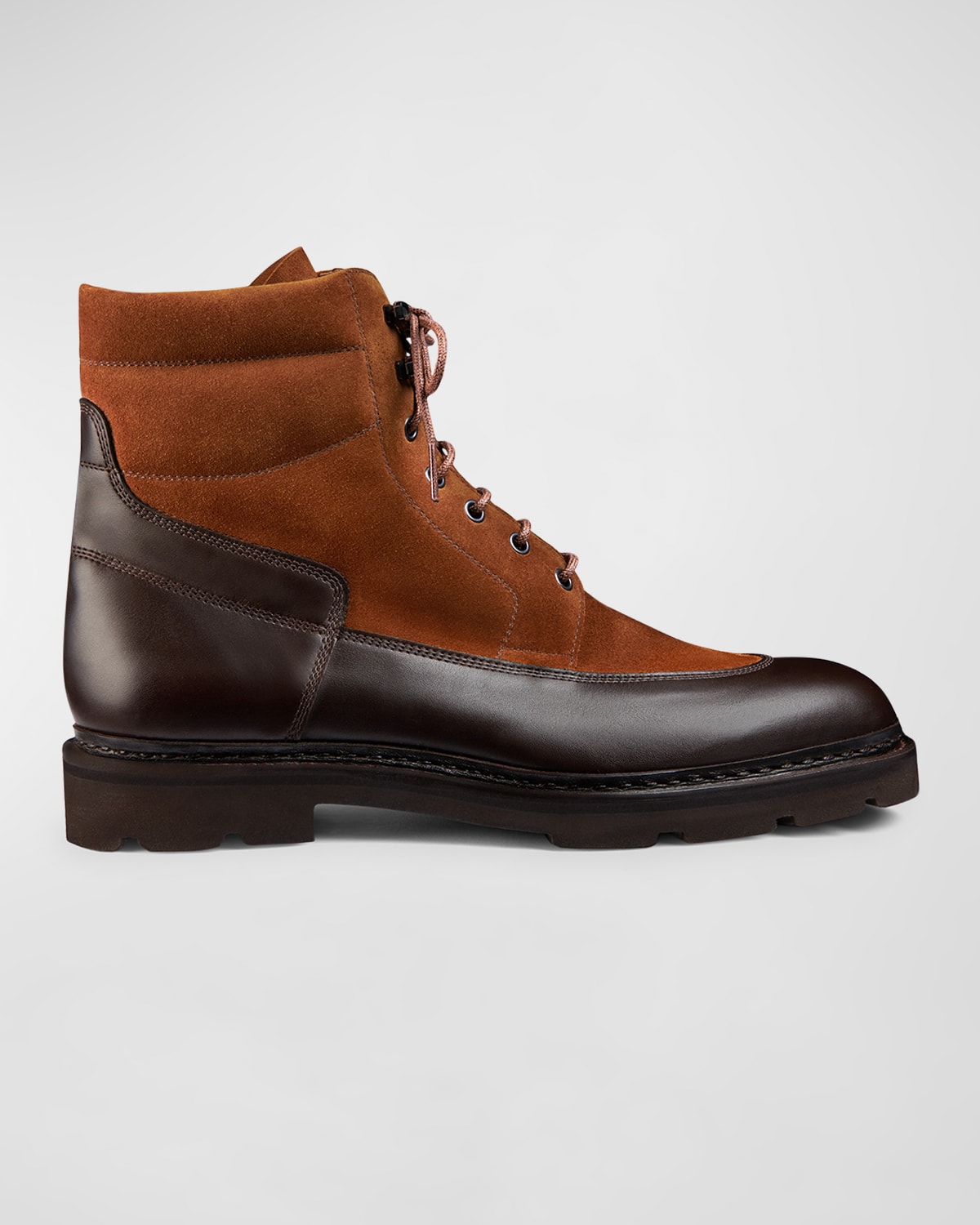 John Lobb Weekend Panelled Suede And Leather Boots In Brown