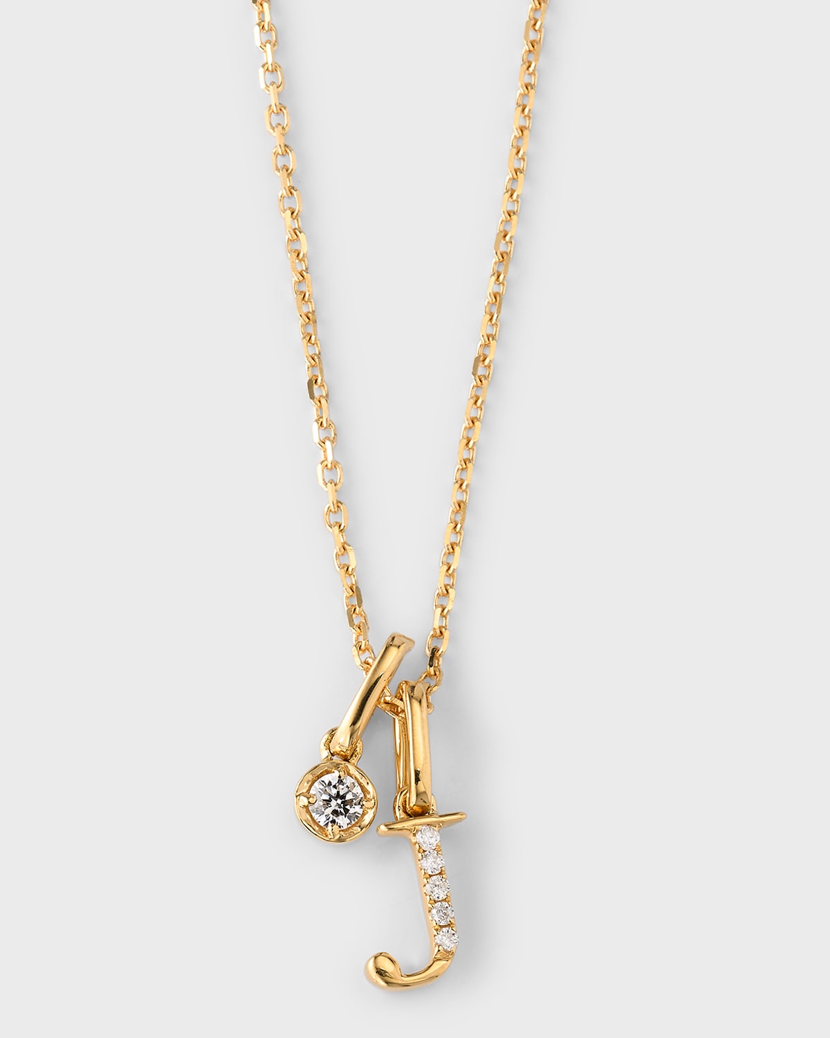 18K Yellow Gold Diamond Initial Pendant Necklace, J