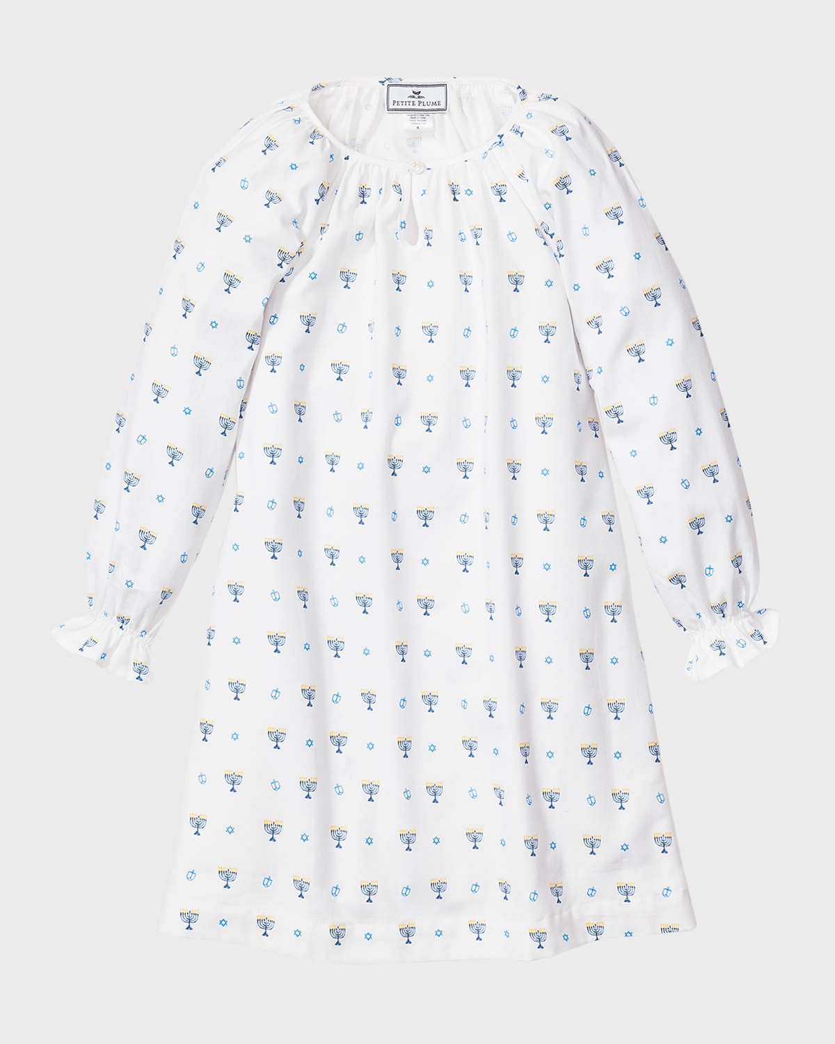 Petite Plume Girl's Hanukkah Delphine Nightgown In White