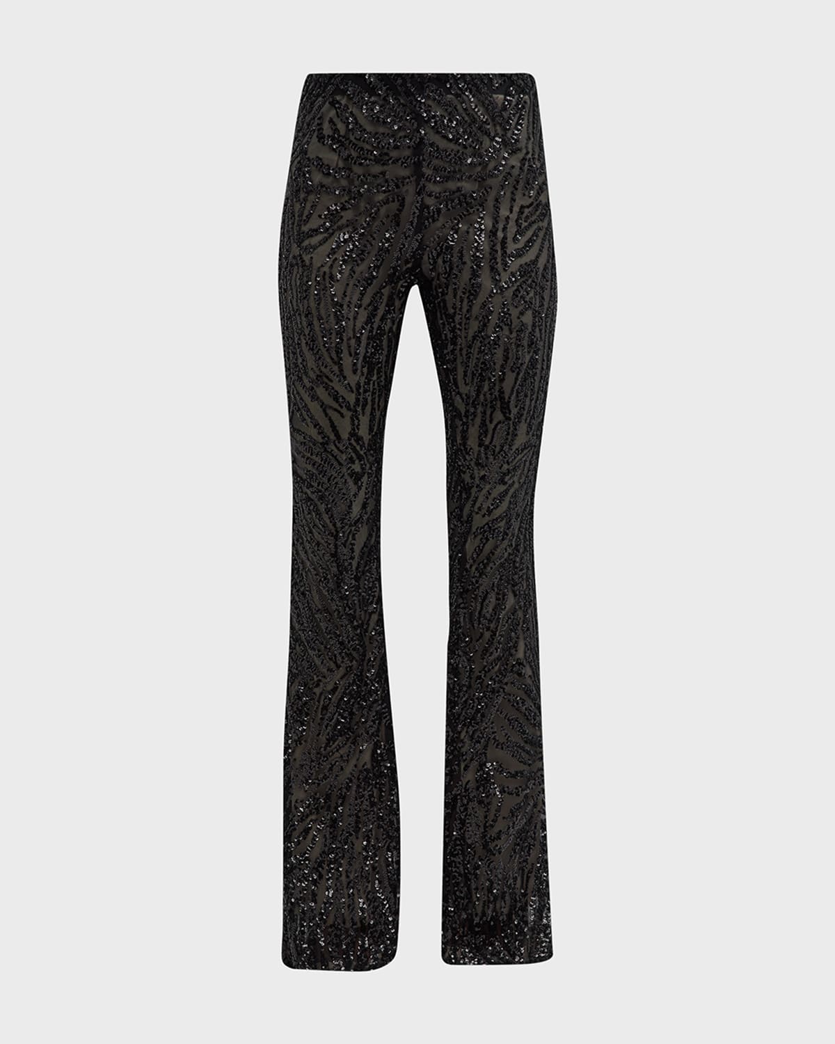 L Agence Honor Zebra Sequin-embellished Flare Trousers In Black