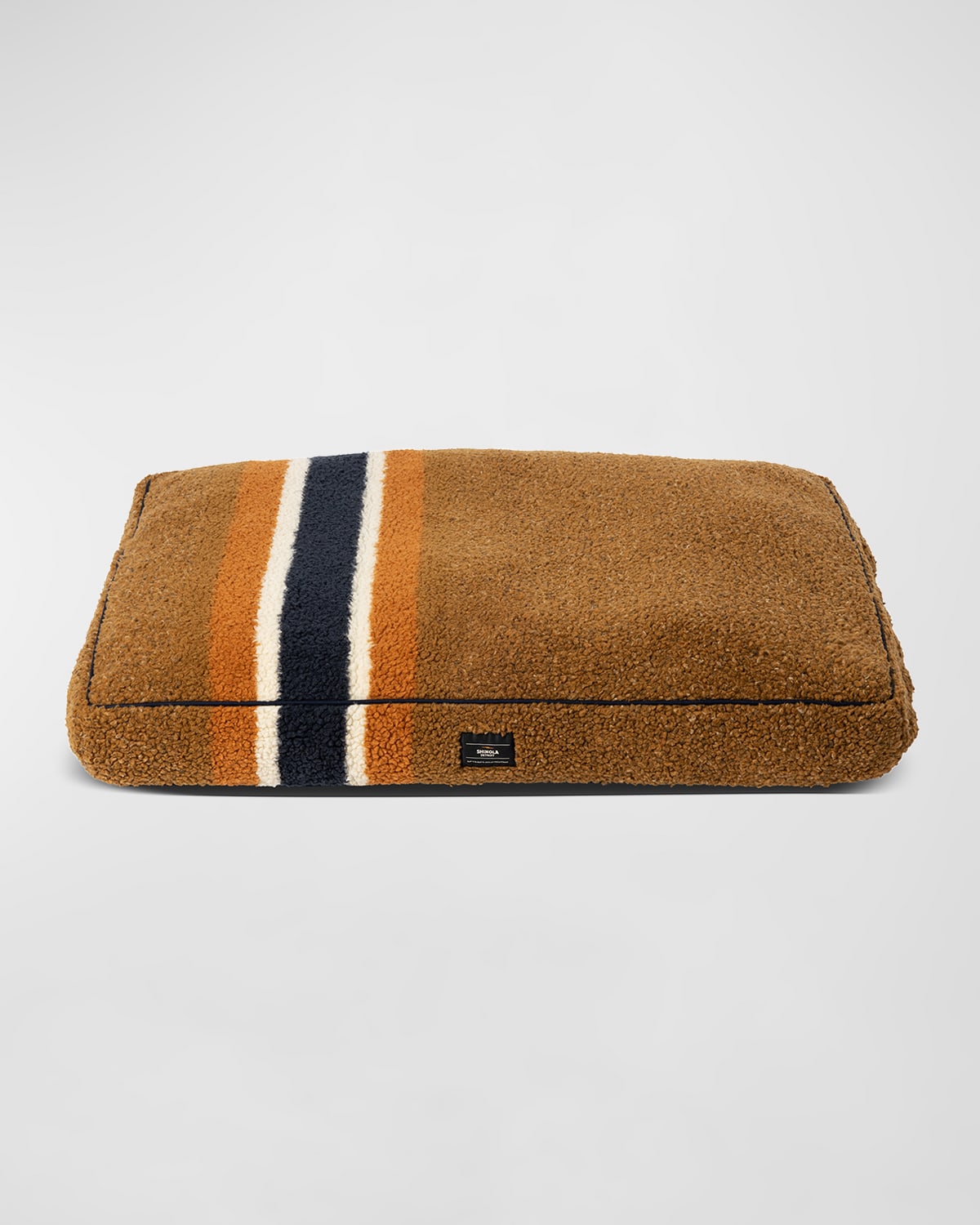 Shop Shinola 36" Striped Sherpa Pet Napper Pillow Bed In Brown