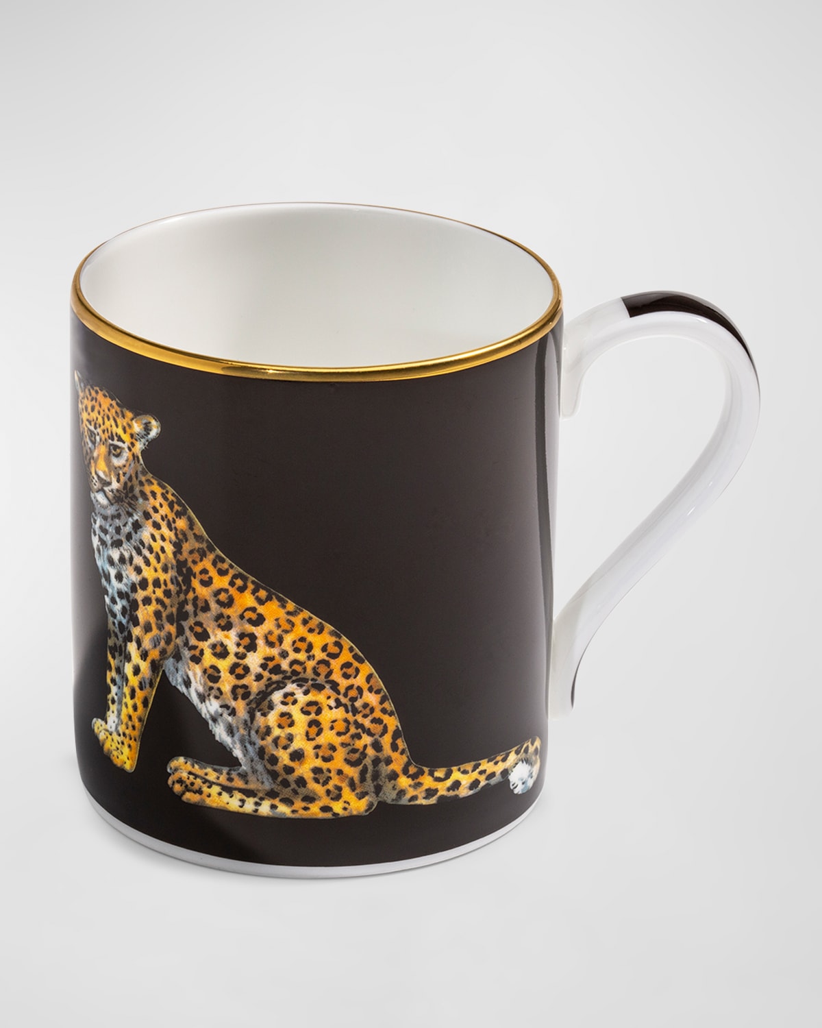 Halcyon Days Twin Leopard Mug Pair In Black