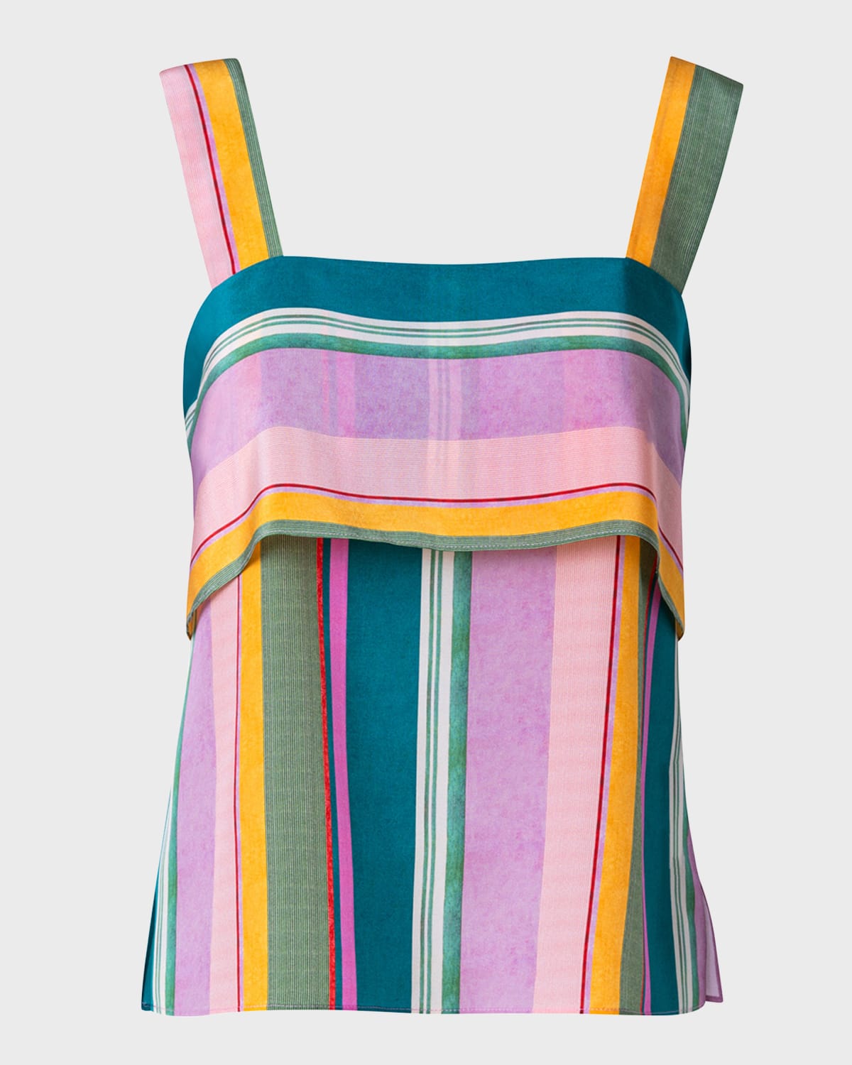 Akris Punto Crepe De Chine Silk Stripe Top In Mauve-multicolor