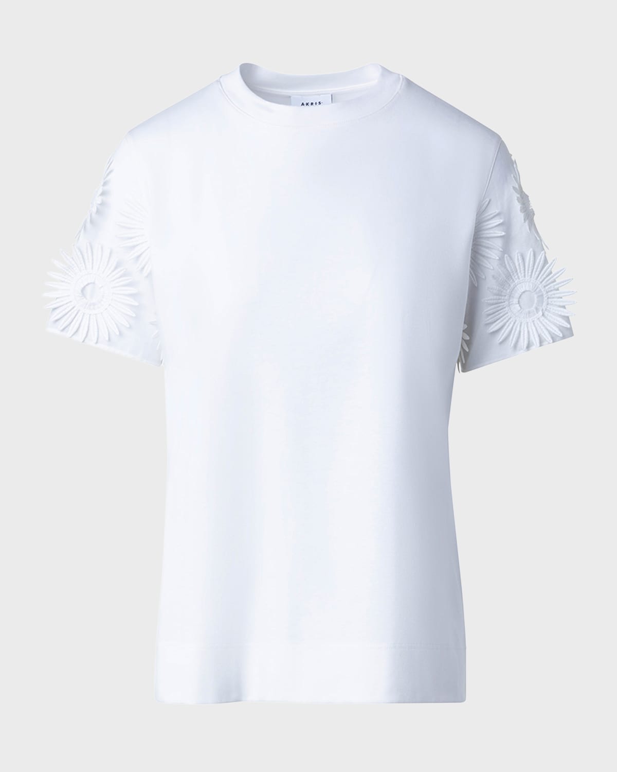 Akris Punto Hello Sunshine Cotton Jersey T-shirt With Superpose Embroidery In Cream