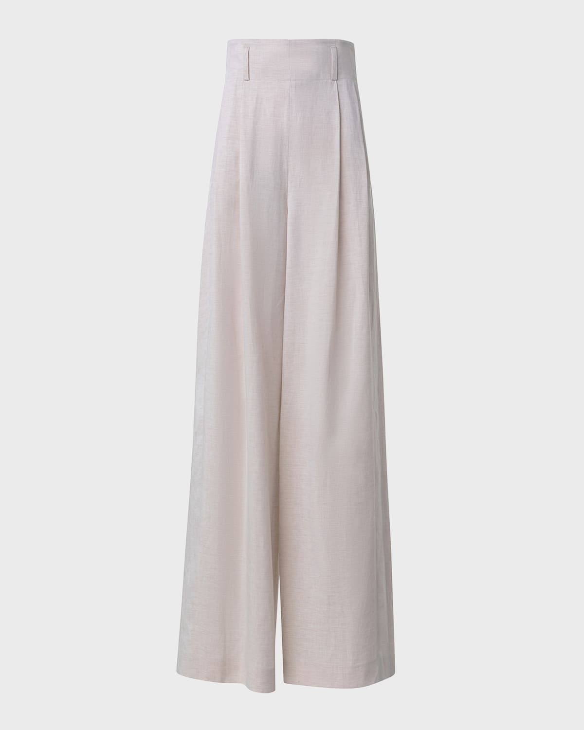 Akris Punto Florina Linen Microstripe Wide-leg Pants In Cashew