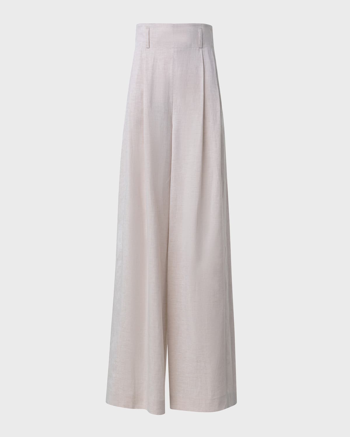 Shop Akris Punto Florina Linen Microstripe Wide-leg Pants In Cashew