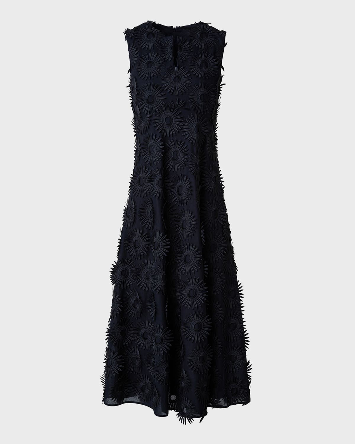 Akris Punto Hello Sunshine Superpose Embroidered Midi Dress In Black