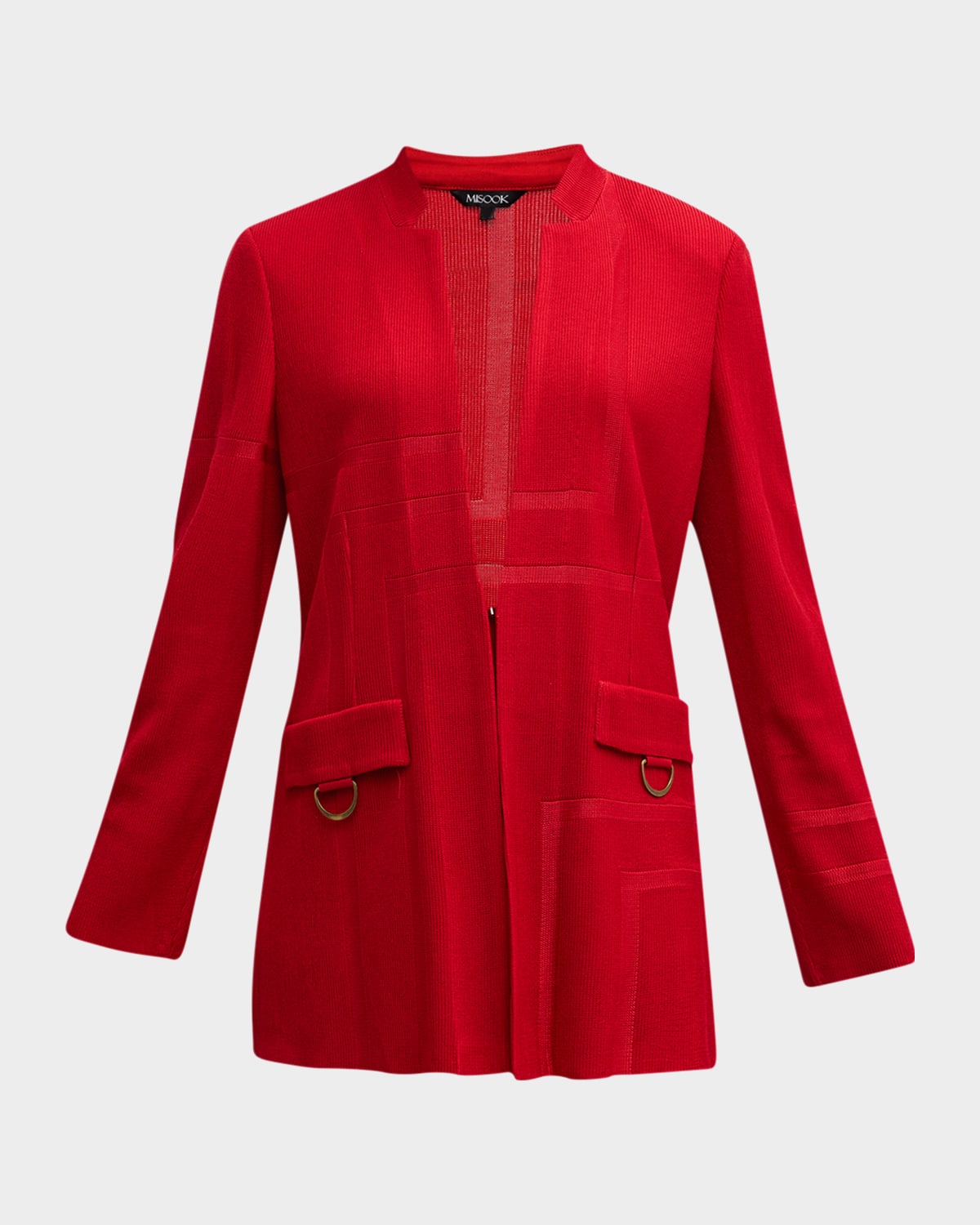 Misook Tailored Knit Blazer In Classic Red