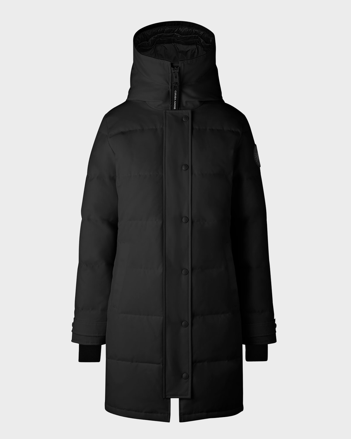 Canada Goose Long Sleeve Padded Quilted Coat With Cuffs In Black