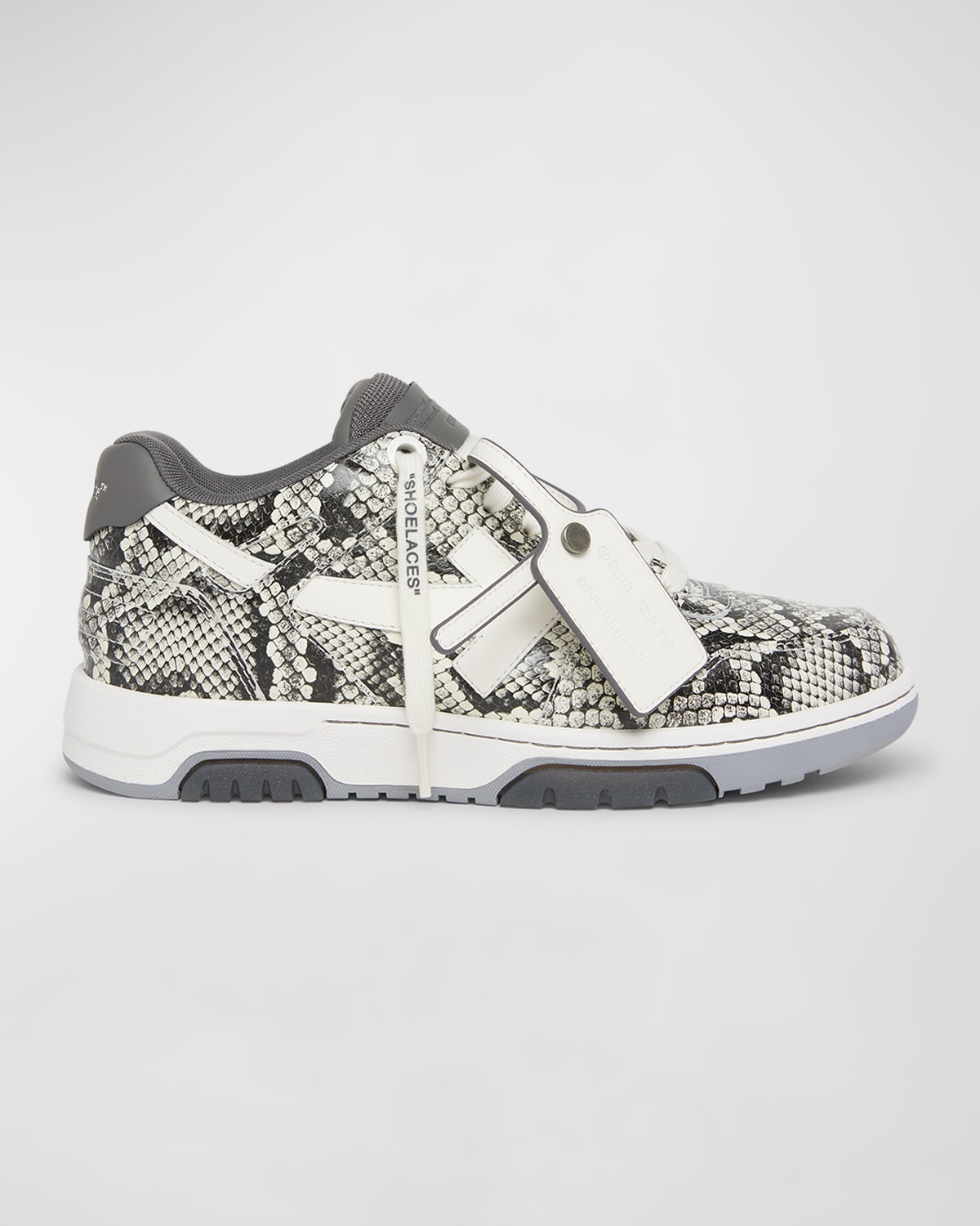 Shop Off-white Out Of Office Python-embossed Sneakers In Dark Grey