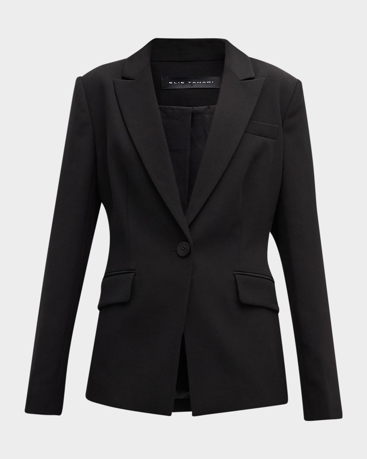 Shop Elie Tahari The Sylvie Peak-lapel Single-button Blazer In Noir