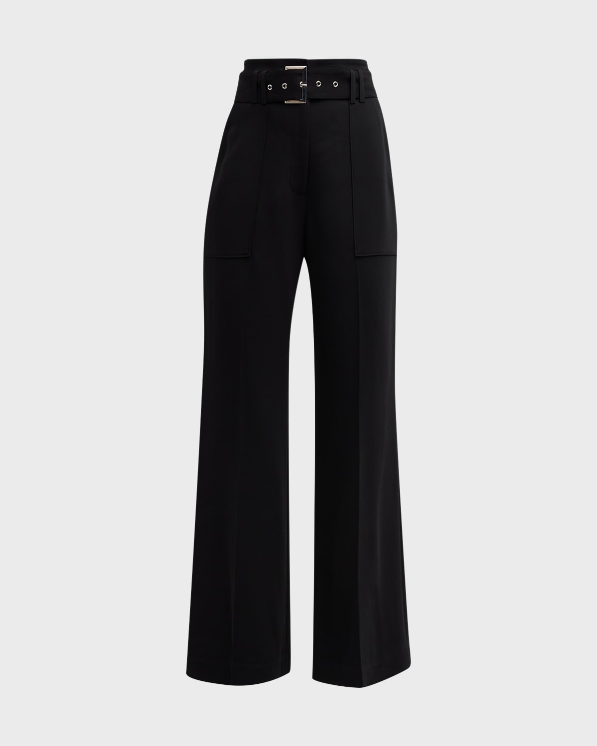 Shop Elie Tahari The Diana High-rise Belted Pintuck Pants In Noir