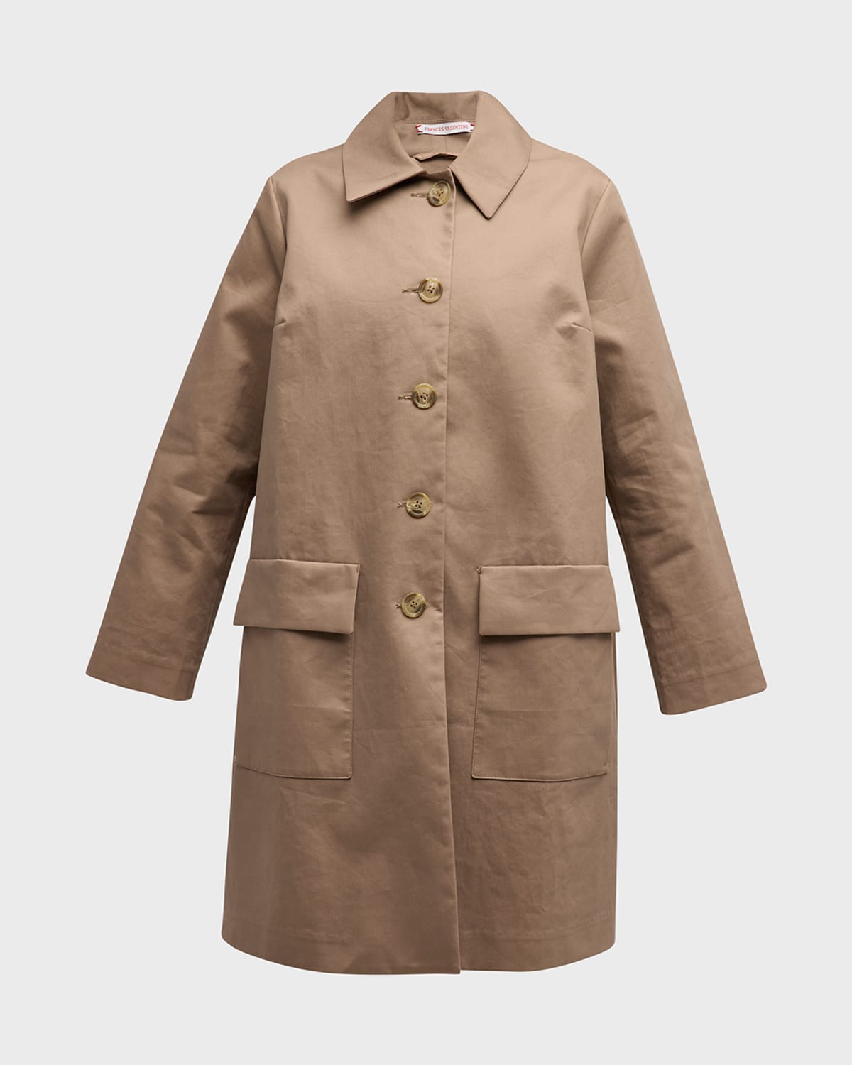 Shop Frances Valentine Colombo Button-down Coated Cotton Trench Coat In Mouse