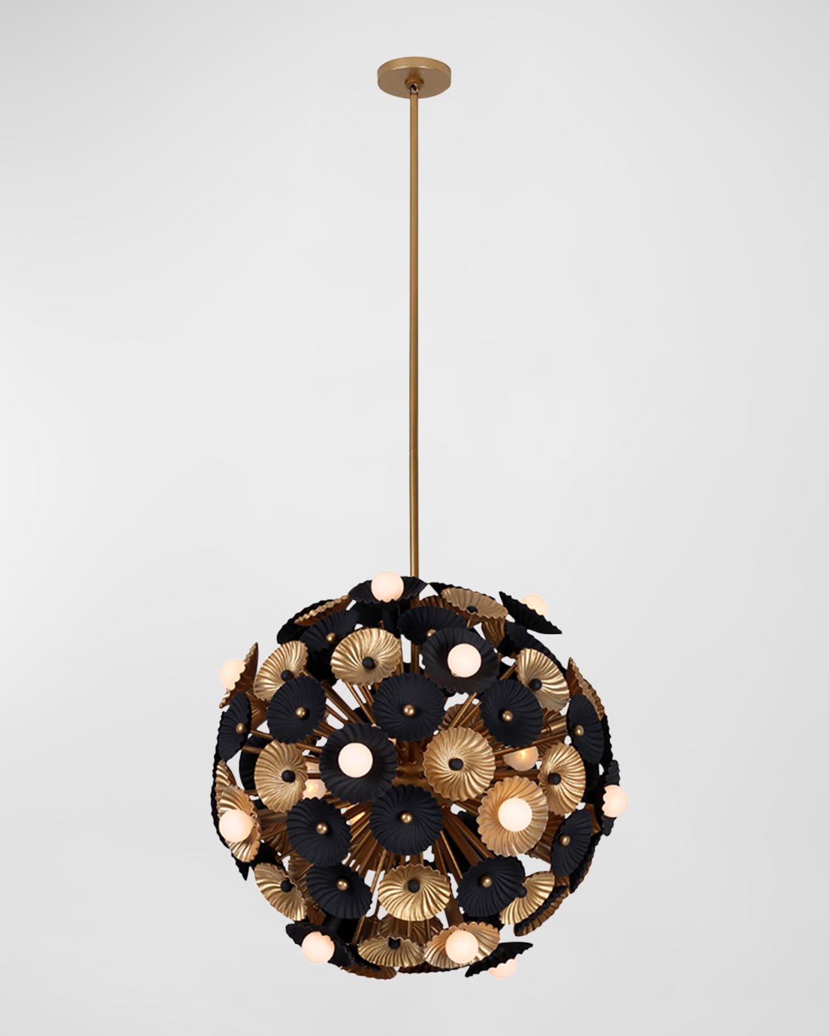 Allegri Crystal By Kalco Lighting Damask 28-light Orb Pendant Light In Black And Vintage Brass