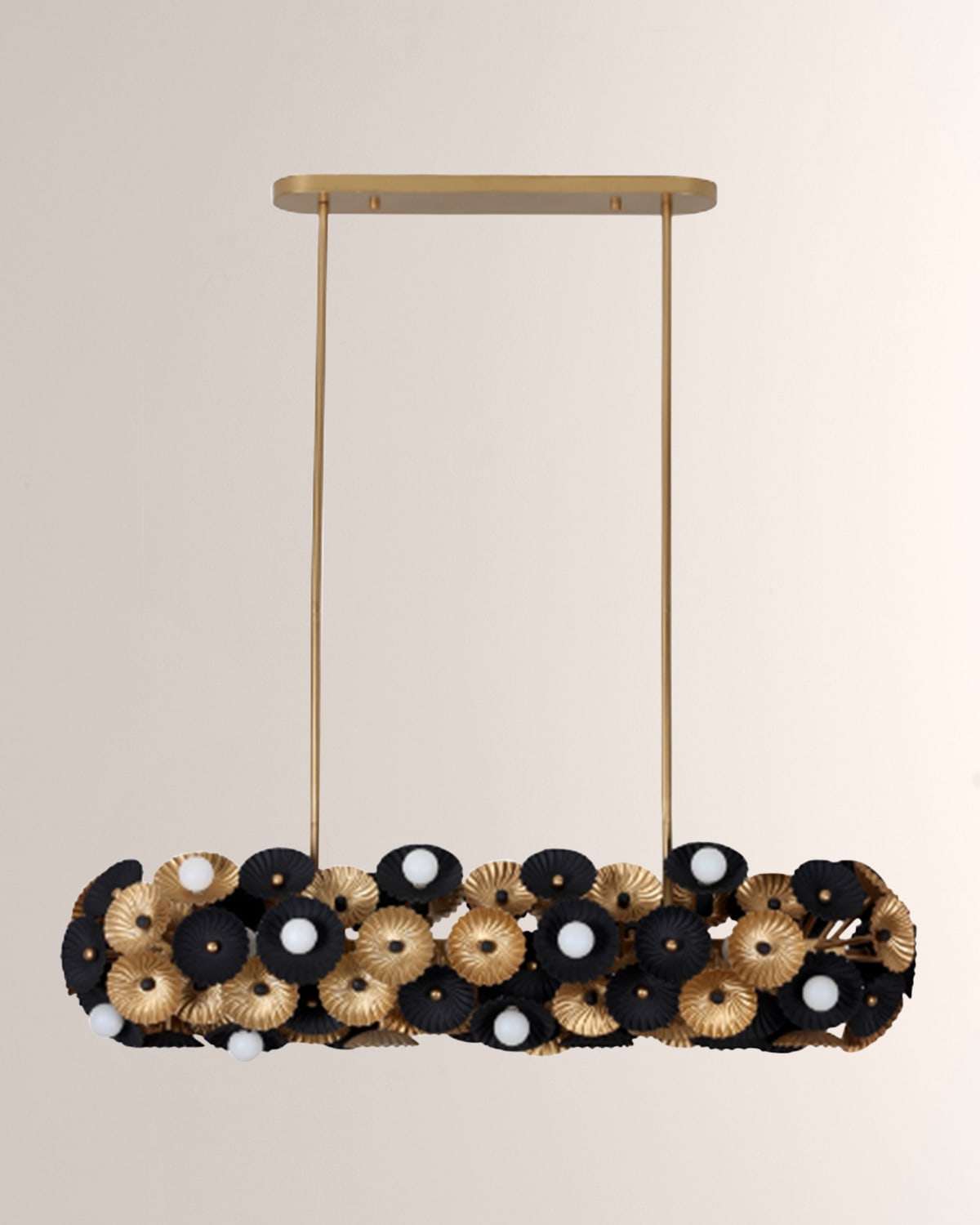 Shop Allegri Crystal By Kalco Lighting Damask 48" Island Light In Black And Vintage Brass