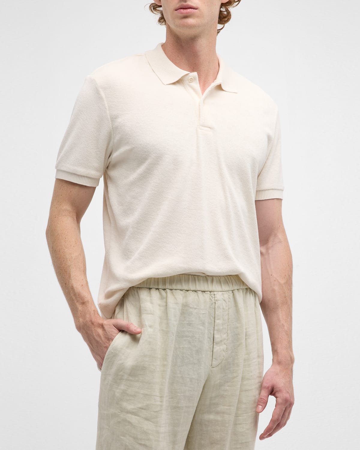 Orlebar Brown Jarrett Towelling Polo Shirt In Matchstick