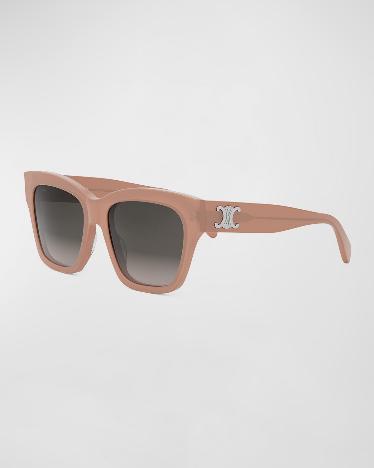 Shop Celine Triomphe Acetate Square Sunglasses In Shiny Pink Gradient Brown