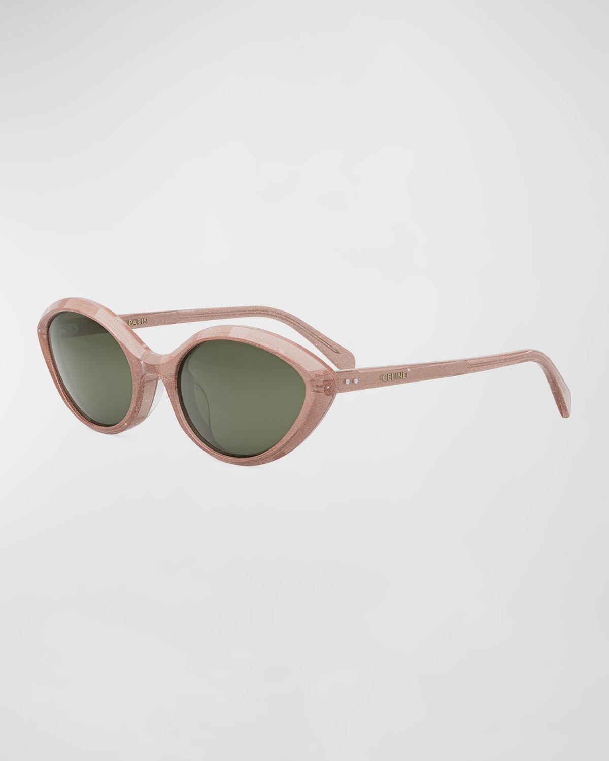 Shop Celine Triomphe Thin Acetate Cat-eye Sunglasses In Pink Green