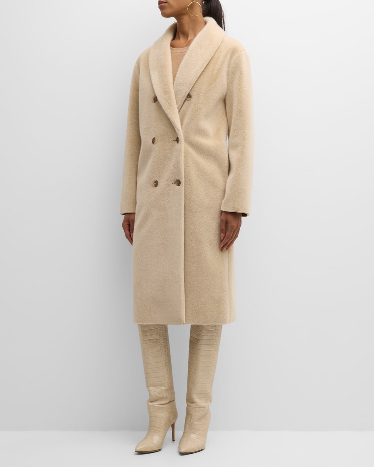Elie Tahari The Dolli Double-Breasted Suede Coat