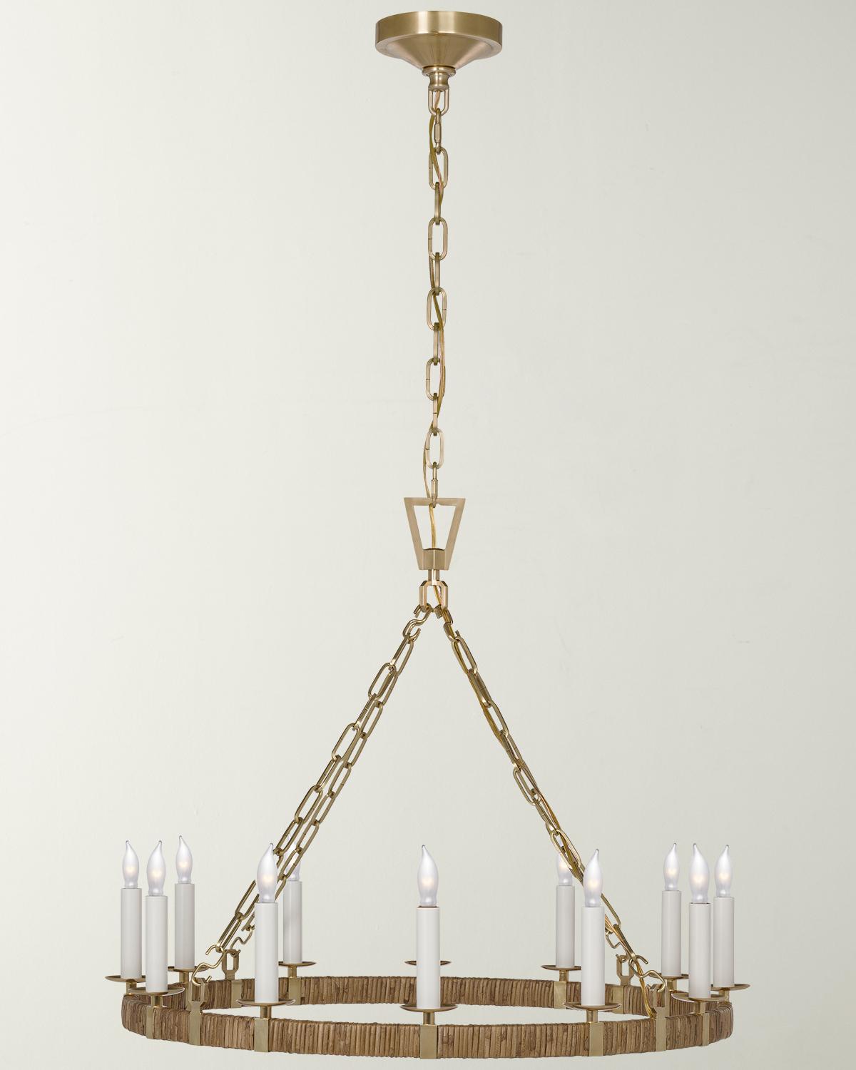 Visual Comfort Signature Darlana Wrapped 30" 12-light Ring Chandelier By Chapman & Myers In Gold