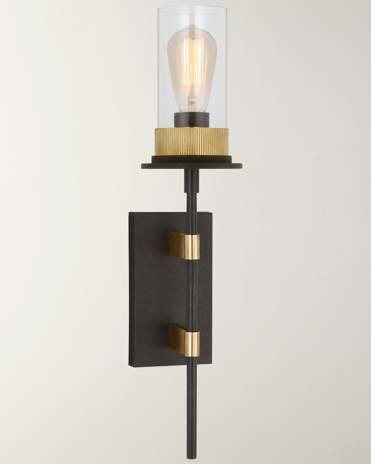 Visual Comfort Signature Beza 23" Warm Iron/antiqued Brass Tail Sconce By Ray Booth In Black