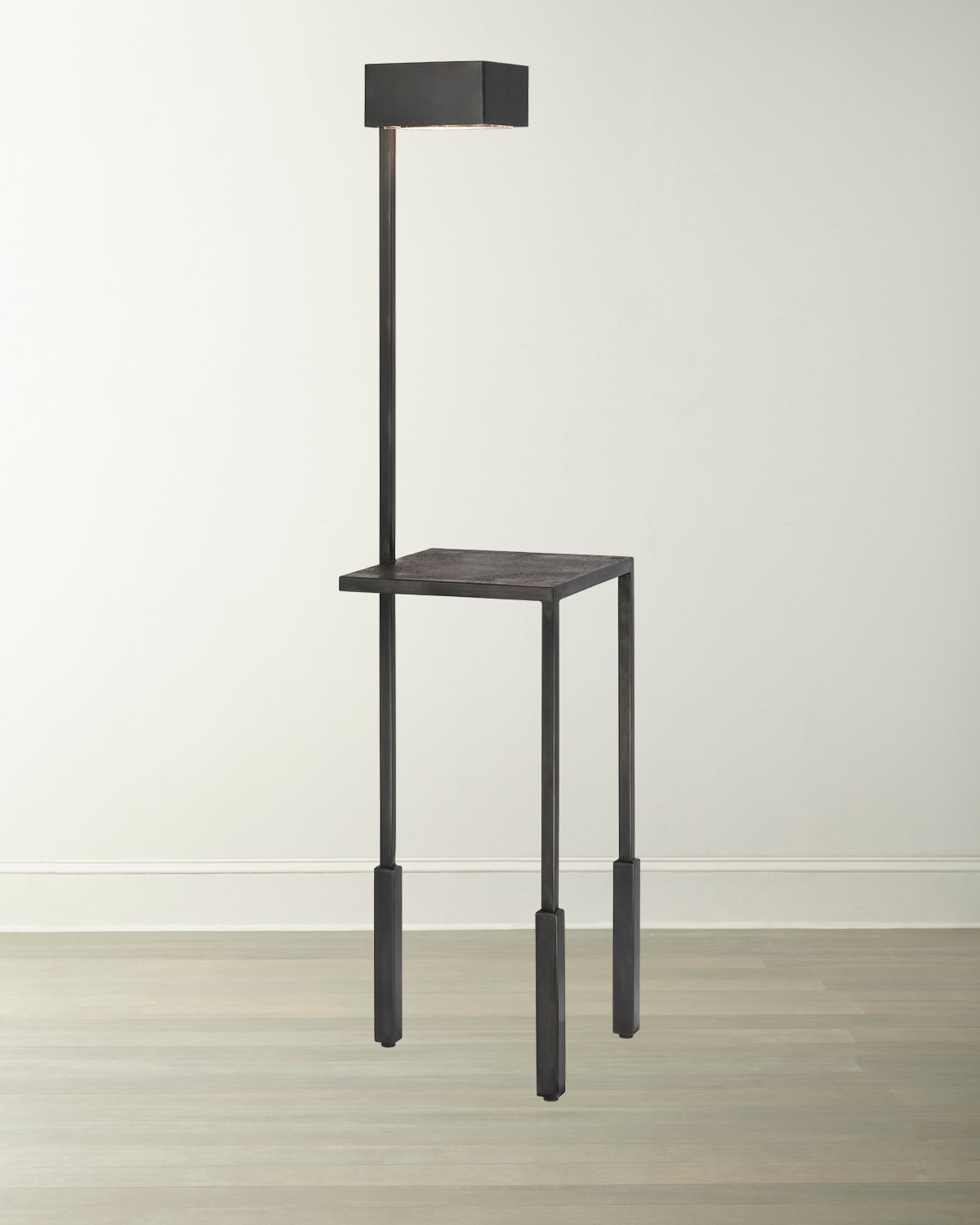 Shop Visual Comfort Signature Nimes Tray Table Floor Lamp By Kelly Wearstler In Bronze