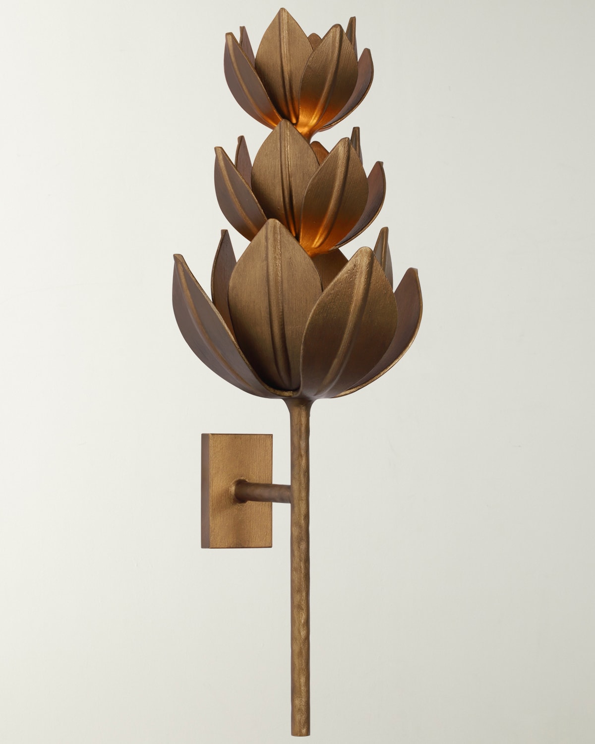 Shop Visual Comfort Signature Alberto Three-tier Sconce By Julie Neill In Bronze Leaf