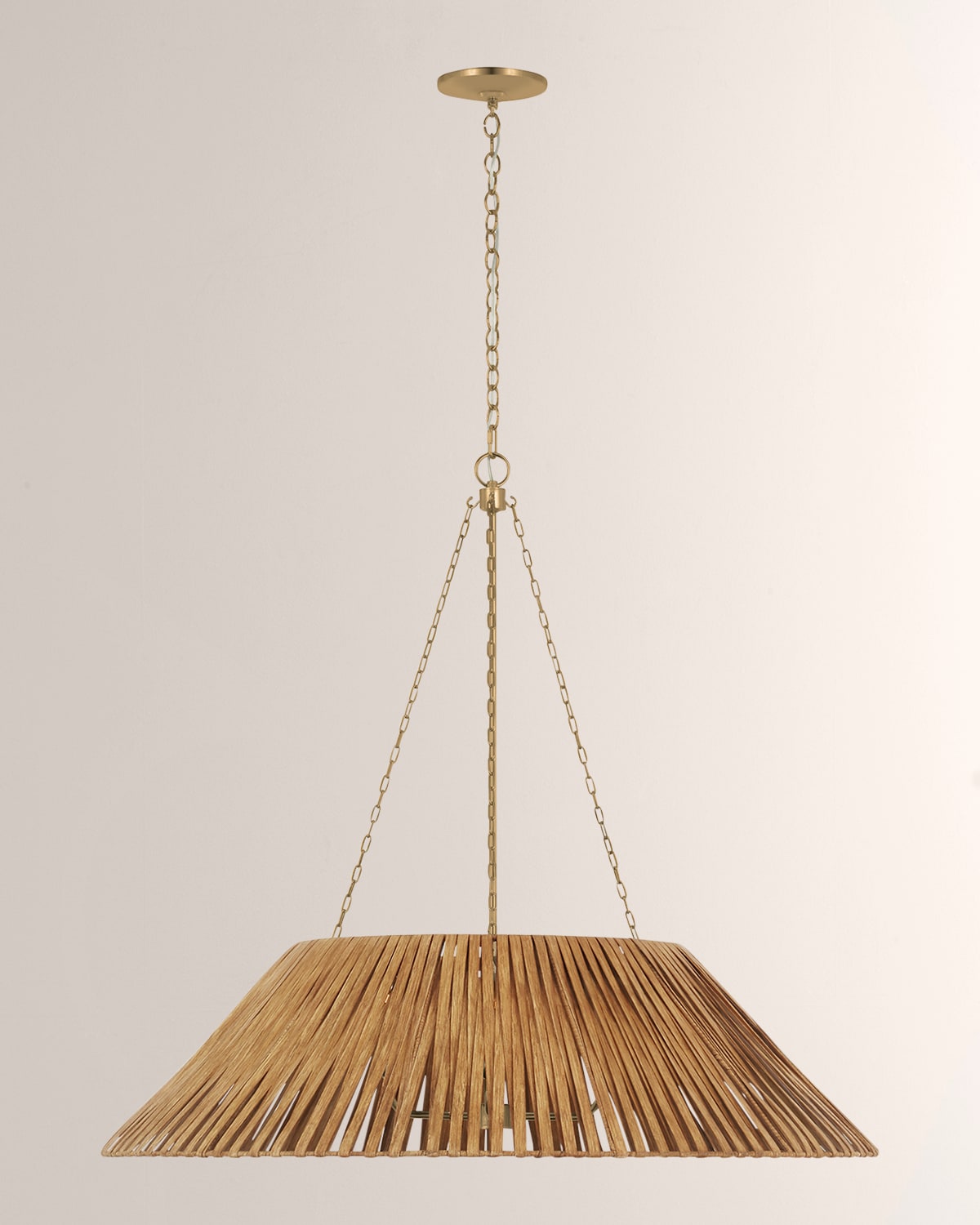 Shop Visual Comfort Signature Corinne Extra-large Wrapped Pendant Light By Marie Flanigan In Soft Brass/natural