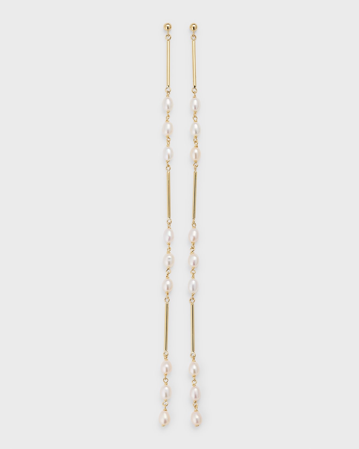 Poppy Finch Keshi Pearl Linear Bar Drop Earrings In White
