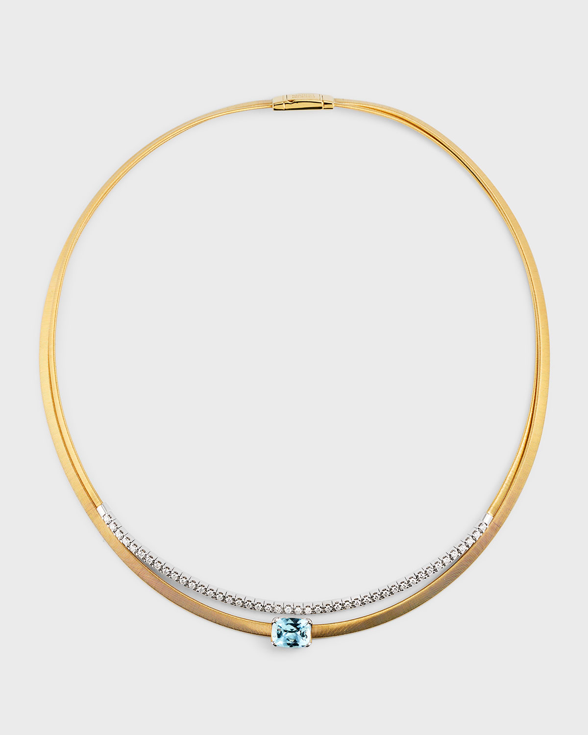 Marco Bicego 18k Masai Yellow Gold Necklace With Diamonds And Aquamarine