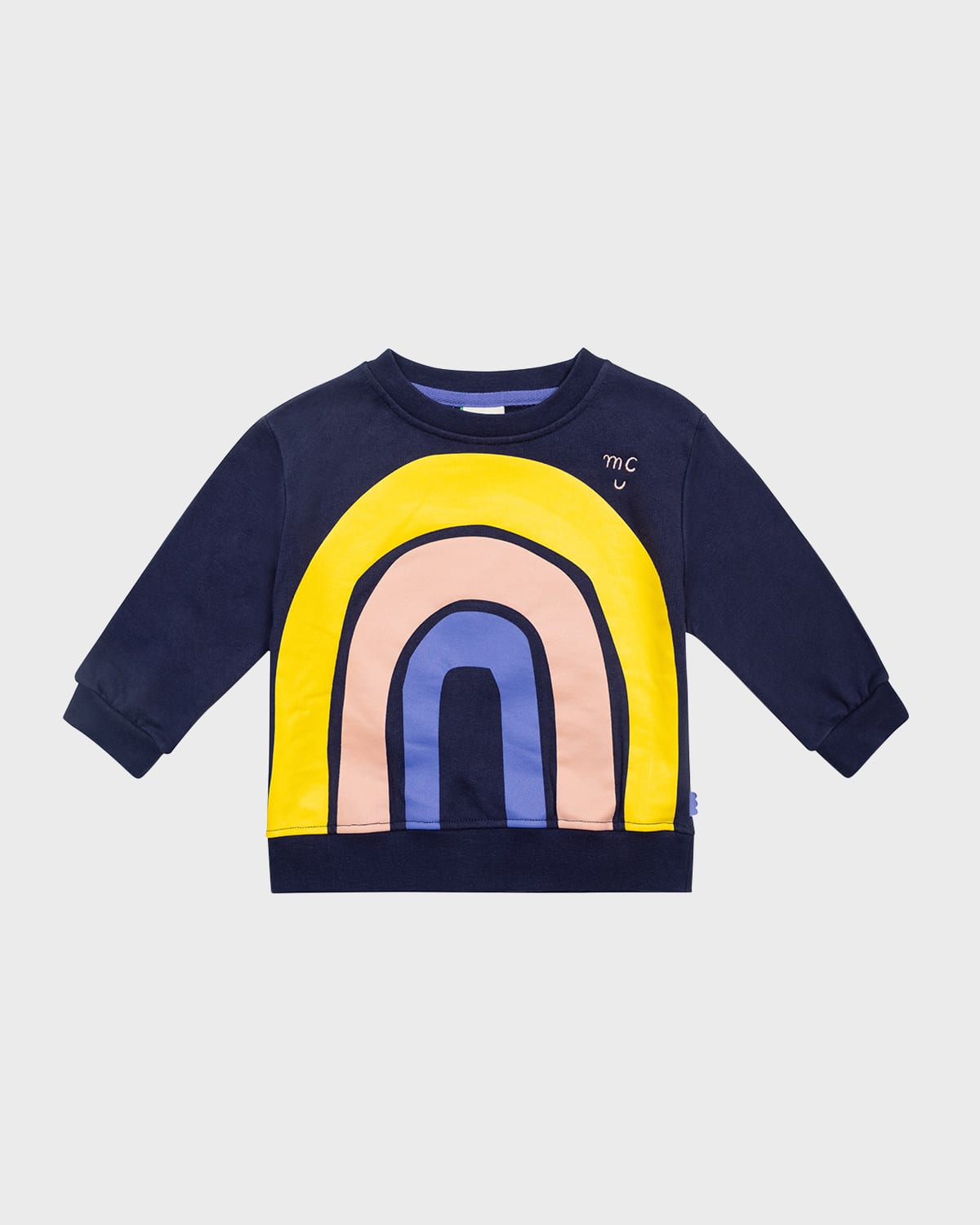 Mon Coeur Kids' Girl's Rainbow Graphic Sweatshirt In Denim Embroidery
