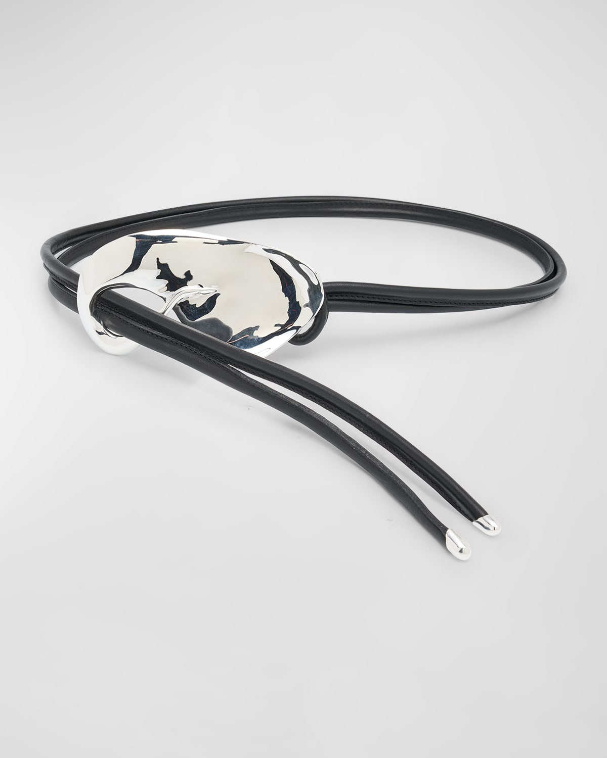 Shop Salon 1884 Catalonia Sterling-silver Leather Belt In Silver And Black