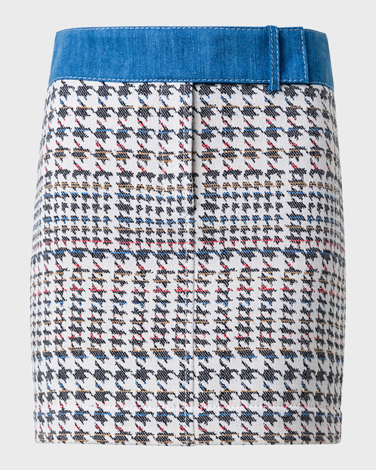 Shop Akris Punto Mixed-media Houndstooth Jacquard Mini Skirt In Denim-multicolor