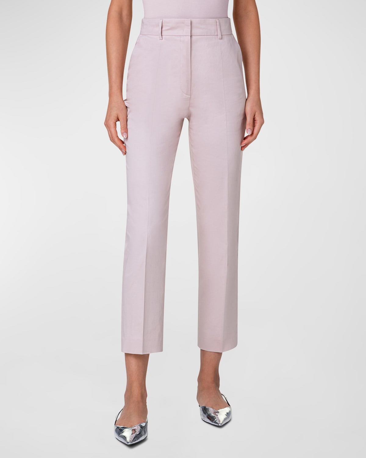 Akris Punto Feryn Mid-rise Tapered-leg Ankle Trousers In Pale Pink