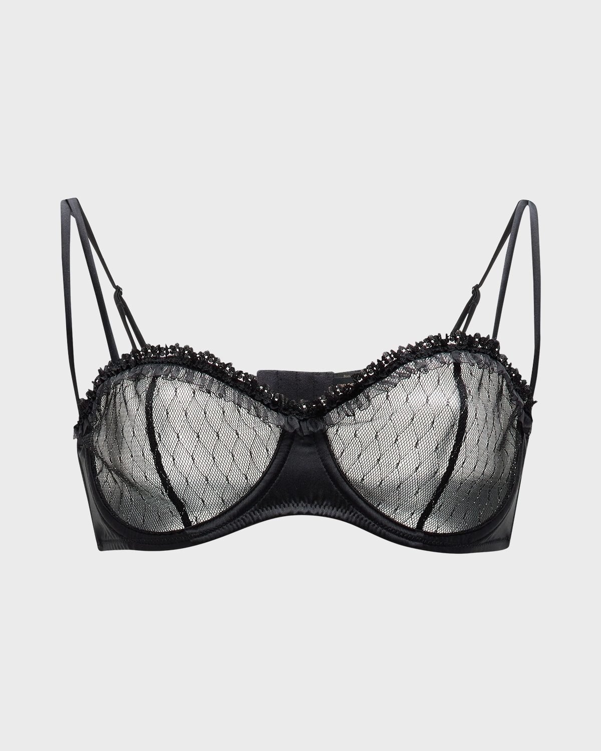 Shop Kiki De Montparnasse Les Follies Embroidered Balconette Bra In Black