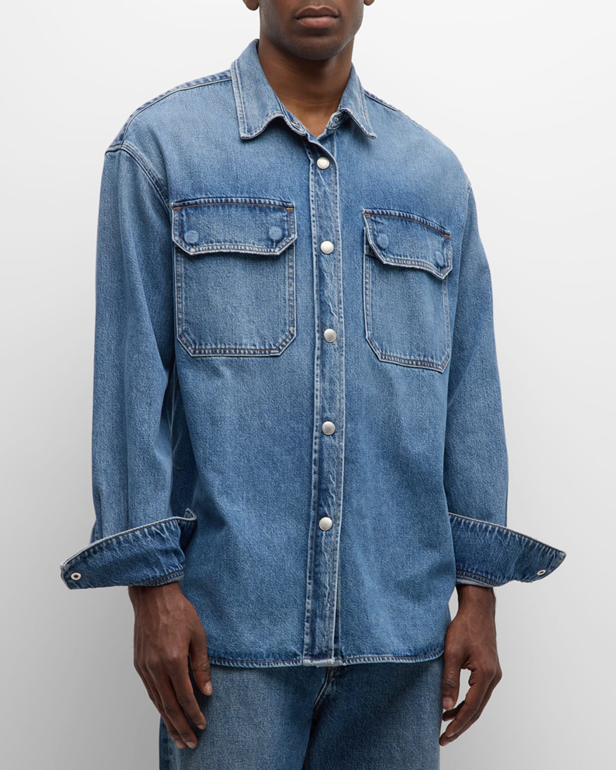 Agolde Camryn Snap Front Denim Shirt Jacket In Swing