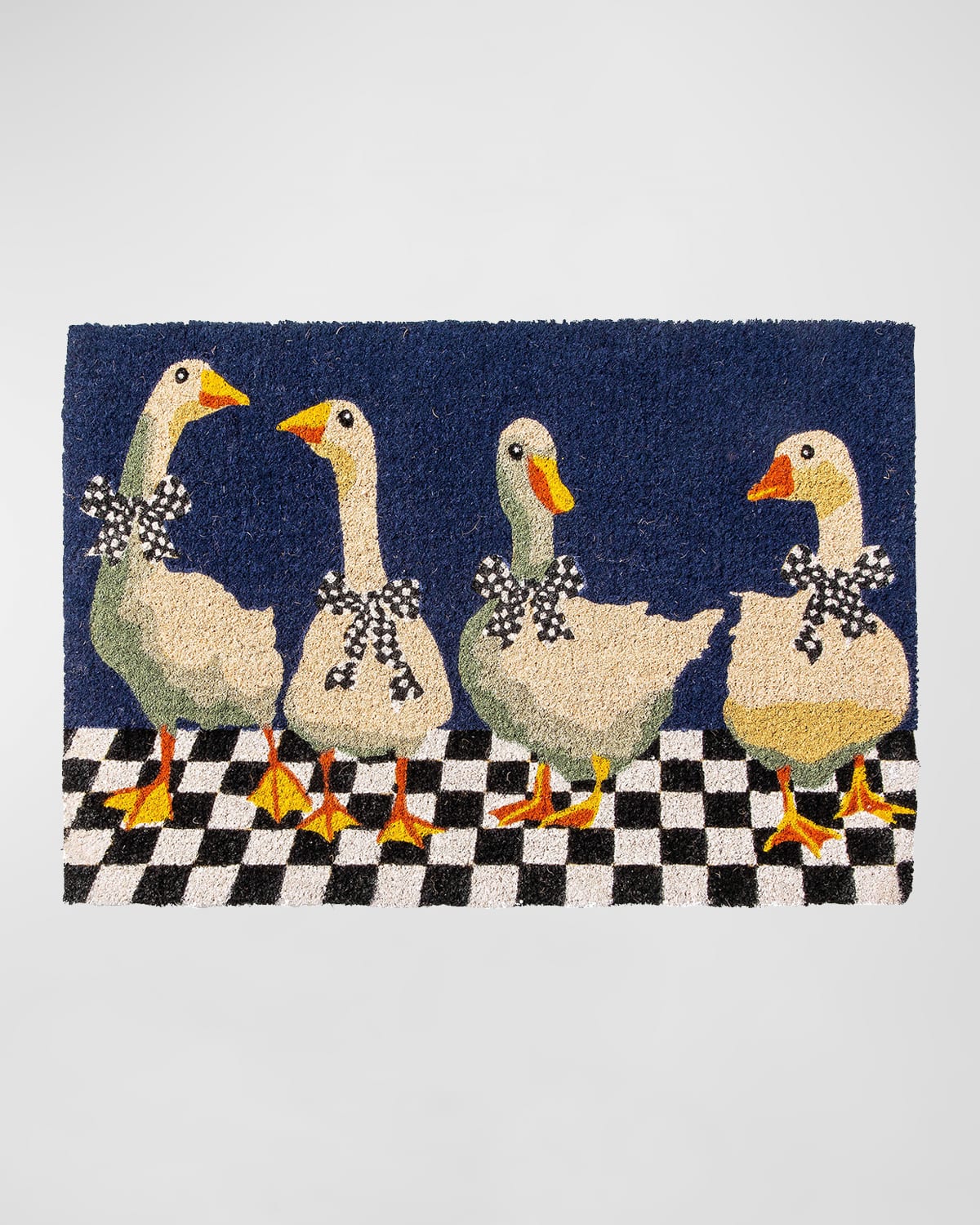 Mackenzie-childs Gaggle Of Geese Entrance Mat In Blue