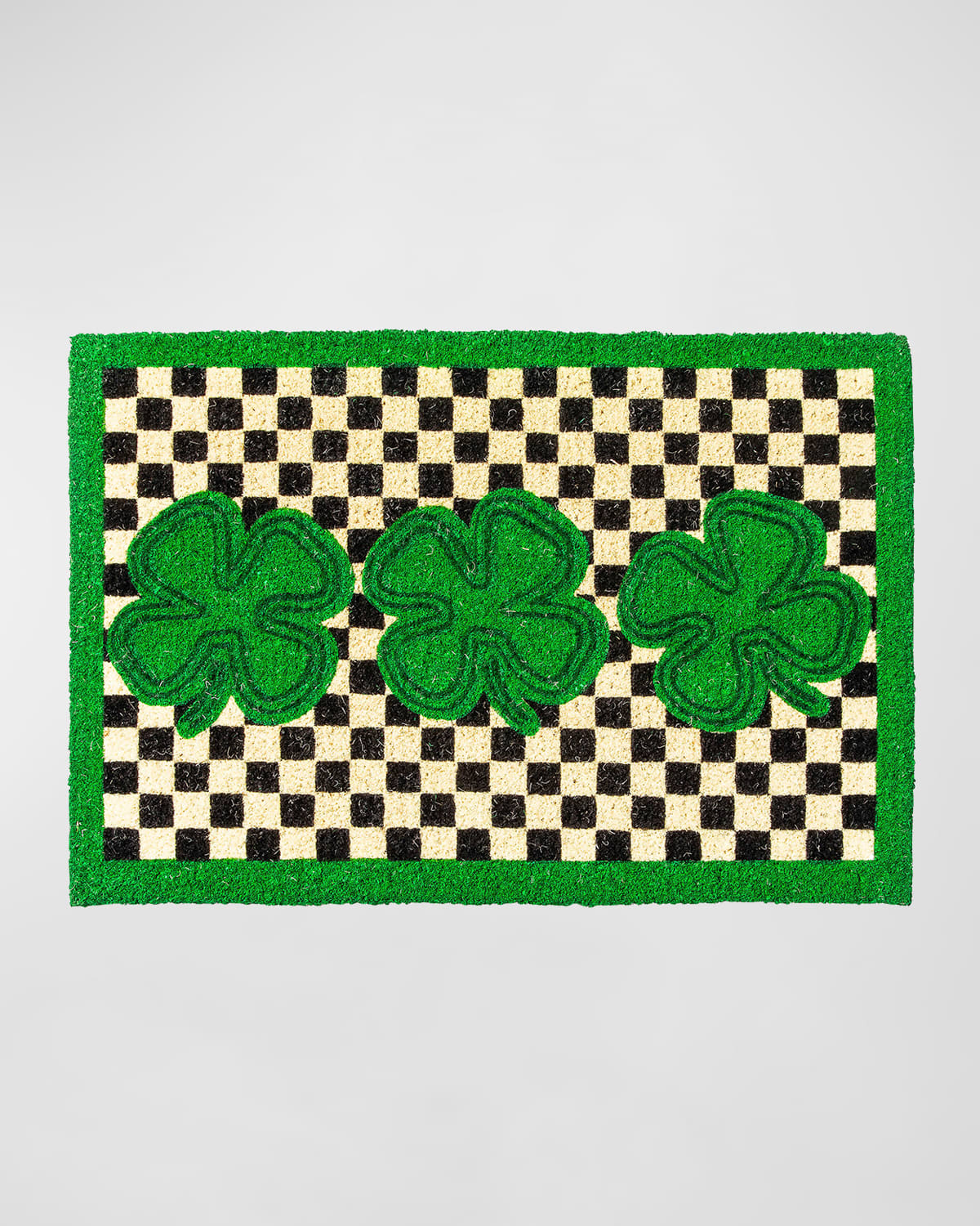 Mackenzie-childs Lucky Clover Entrance Mat In Green