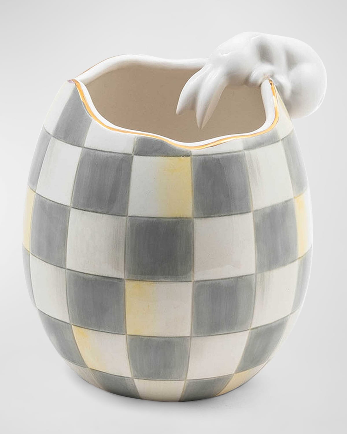 Mackenzie-childs White Rabbit Vase In Gray