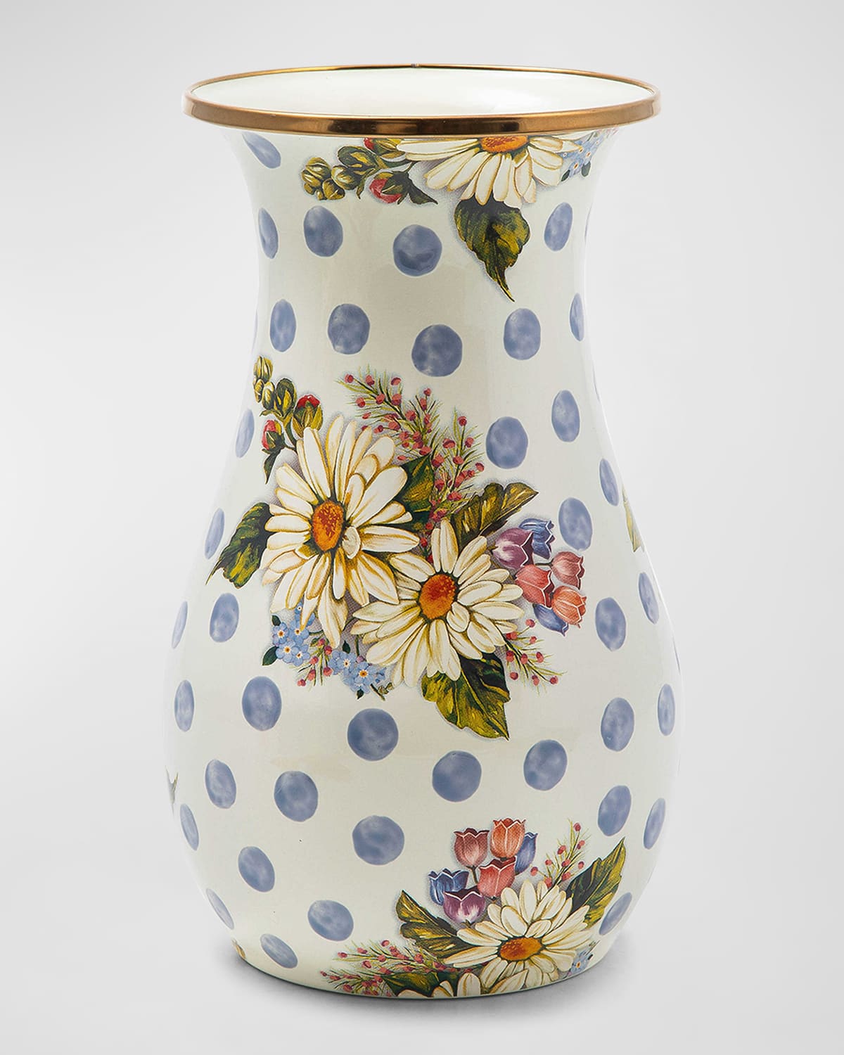 Shop Mackenzie-childs Wildflowers Enamel Tall Blue Vase