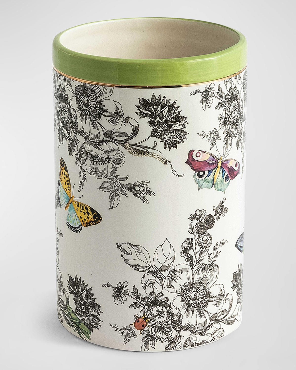 Mackenzie-childs Butterfly Toile Short Vase