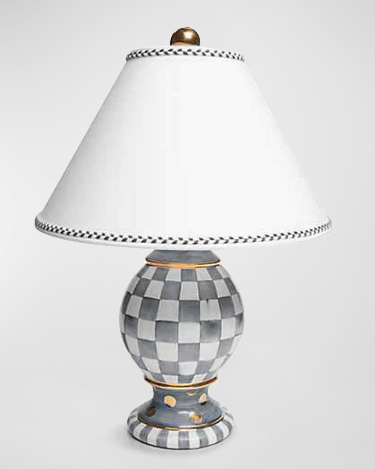 Mackenzie-childs Sterling Check Globe Lamp In White